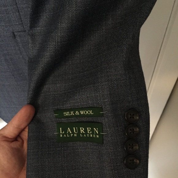 silk/wool sport coat suit jacket, gray- blue - Picture 3 of 5